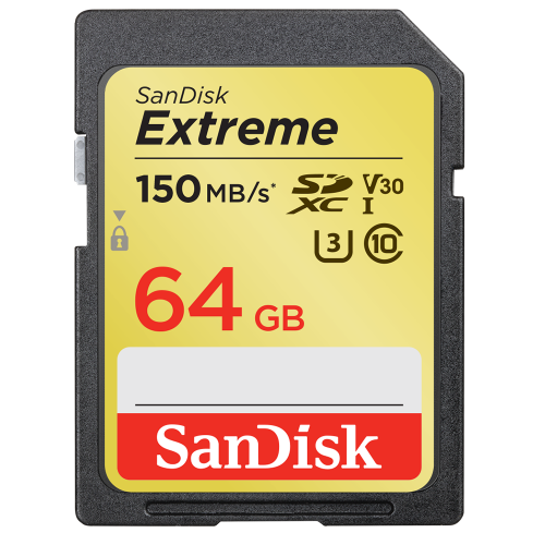 SANDISK SDXC 64GB EXTREME 150 MB/s C10 V30 UHS-I U3